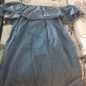 off the shoulder jean dress